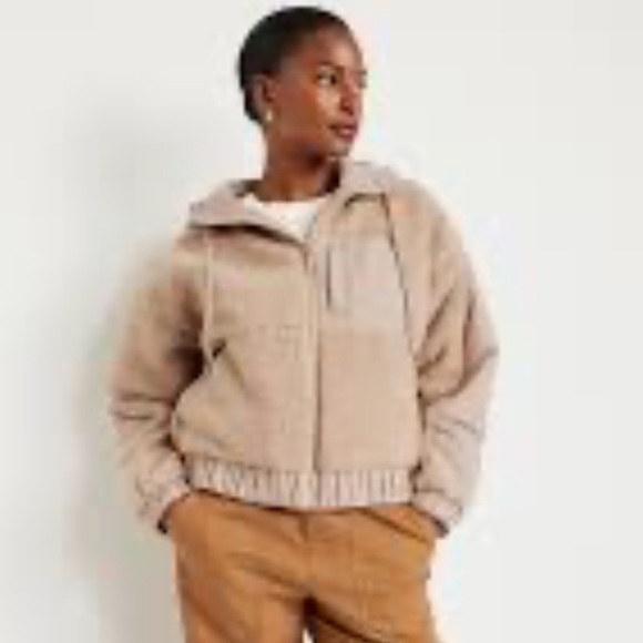 Old Navy Jackets & Blazers - Old Navy Hooded Sherpa Mix Hybrid Jacket Mocha Taffy Size XL